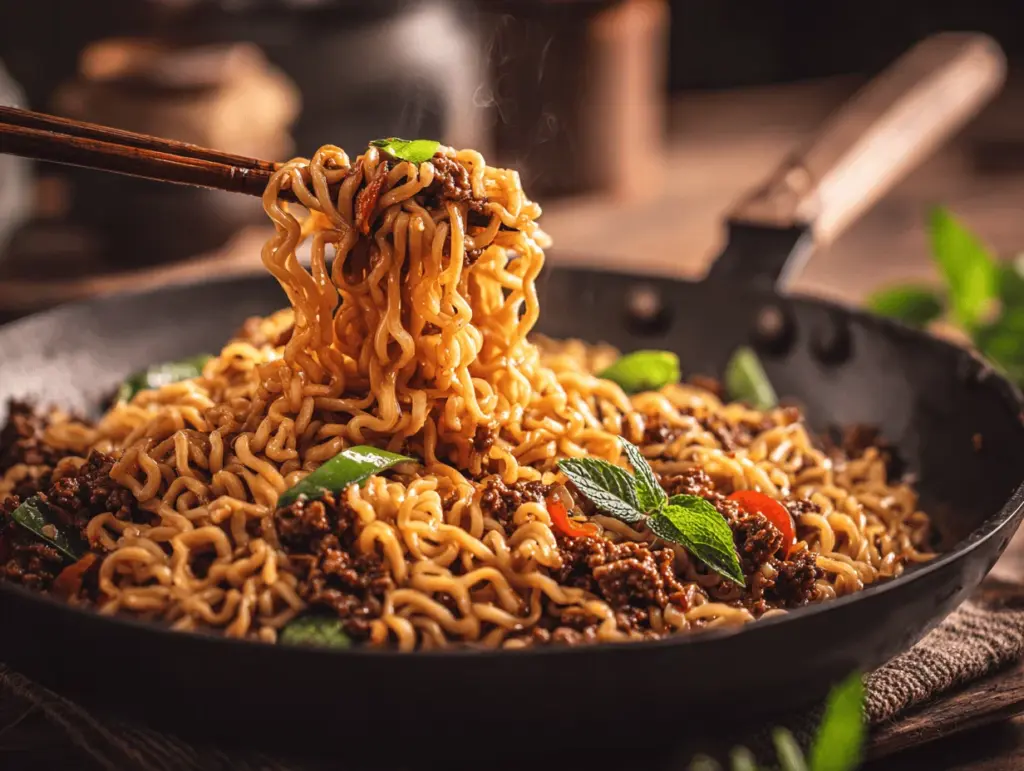 Mongolian ground beef ramen skillet - featured image