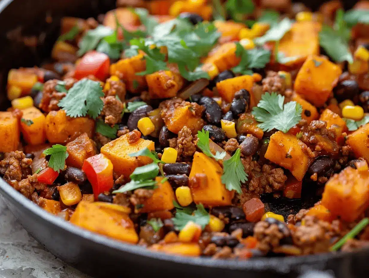 Southwest Beef and Sweet Potato Skillet preparation steps