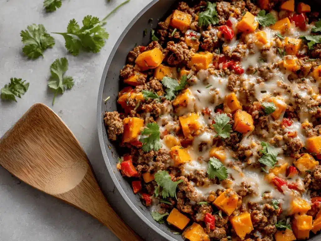 Southwest ground beef sweet potato skillet - featured image