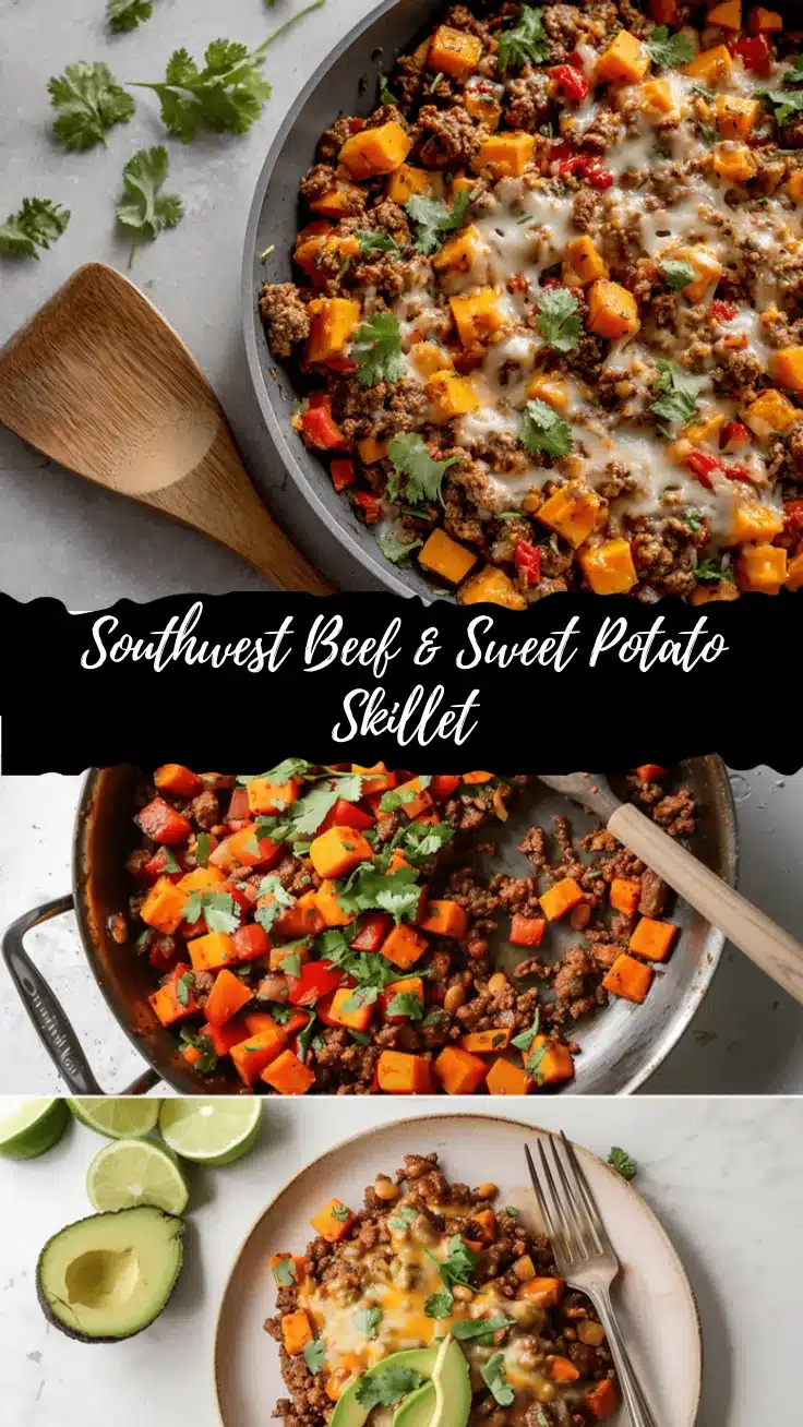 Southwest ground beef sweet potato skillet recipe