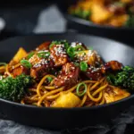 spicy honey teriyaki chicken noodle bowls - featured image