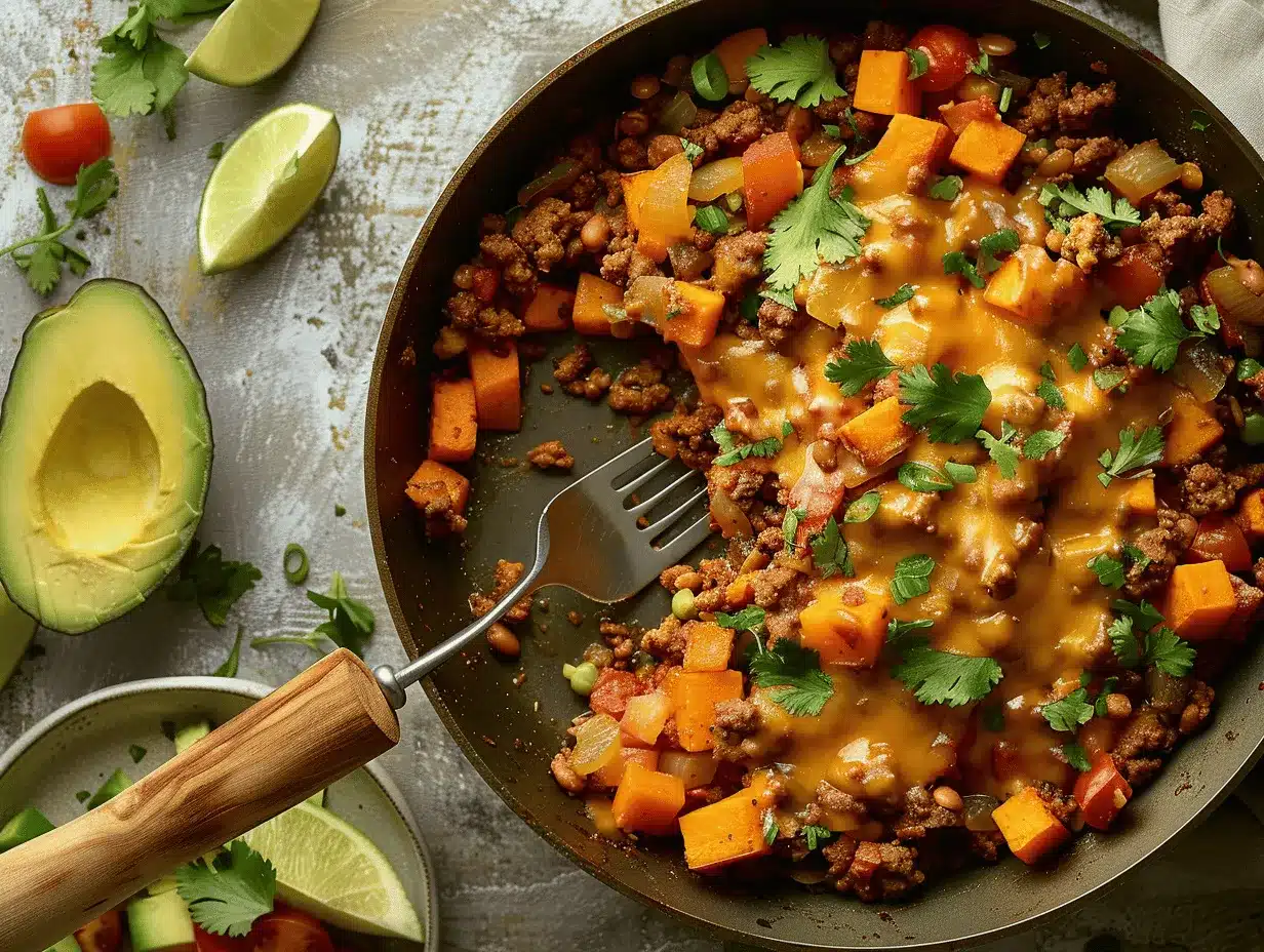 Tex-Mex Sweet Potato and Ground Beef Skillet preparation steps