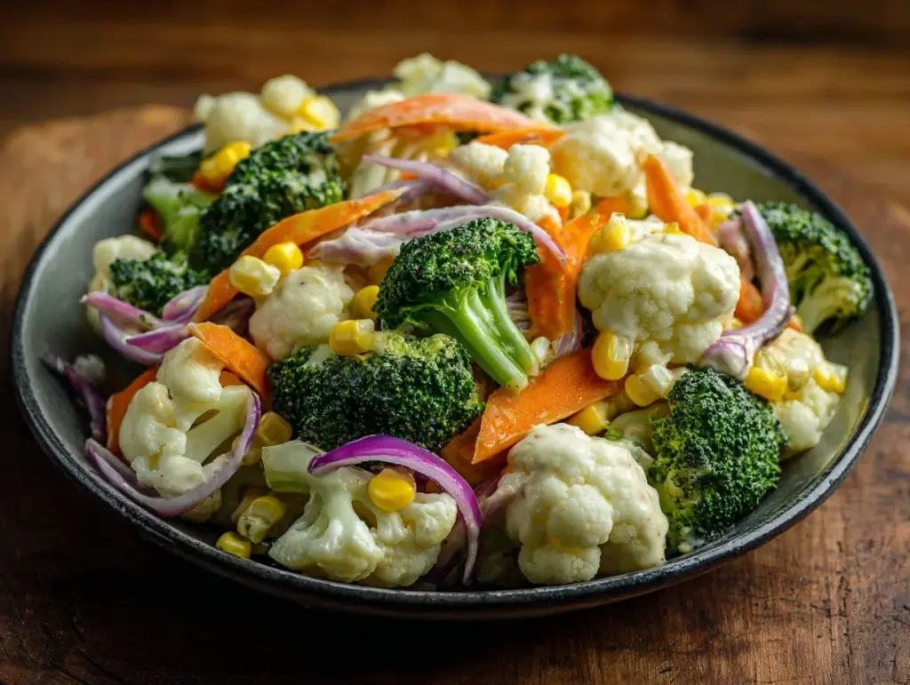 broccoli cauliflower corn salad - featured image