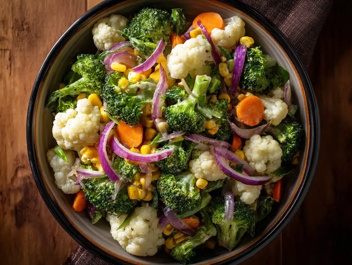 broccoli cauliflower corn salad preparation steps