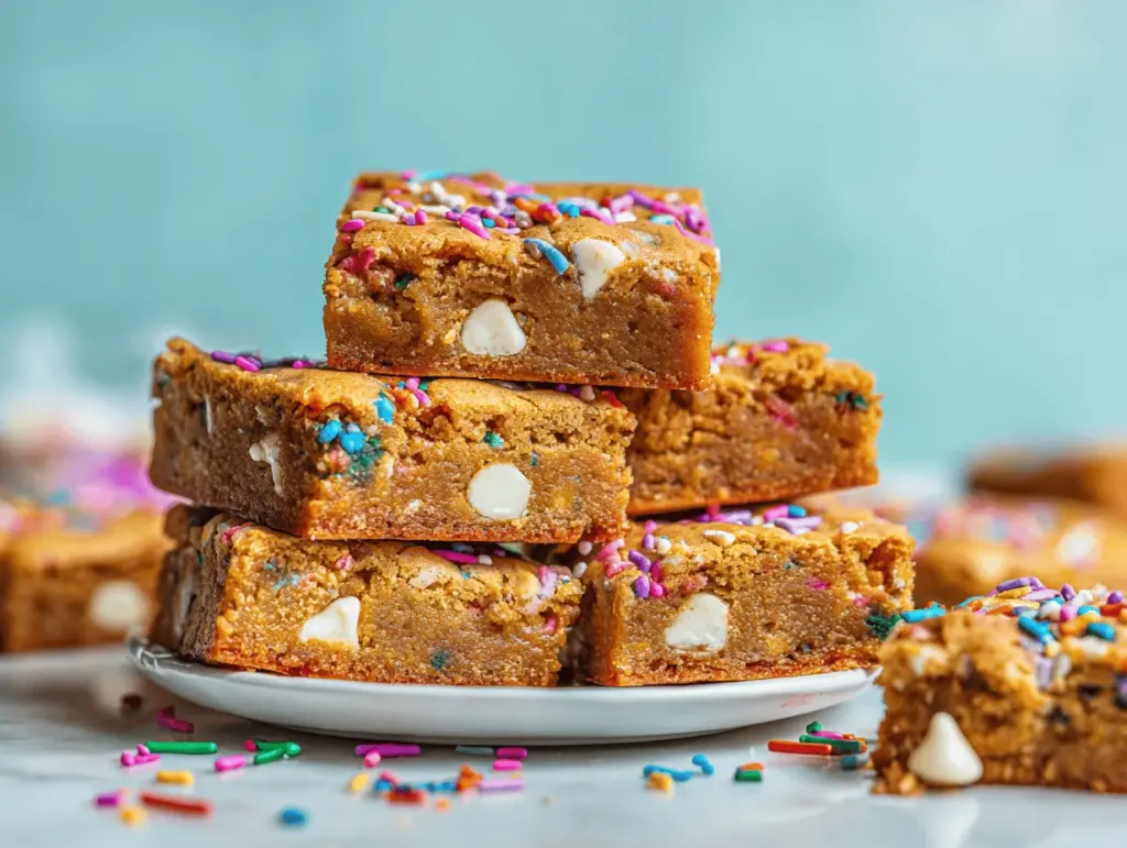 brown butter funfetti cake mix cookie bars - featured image