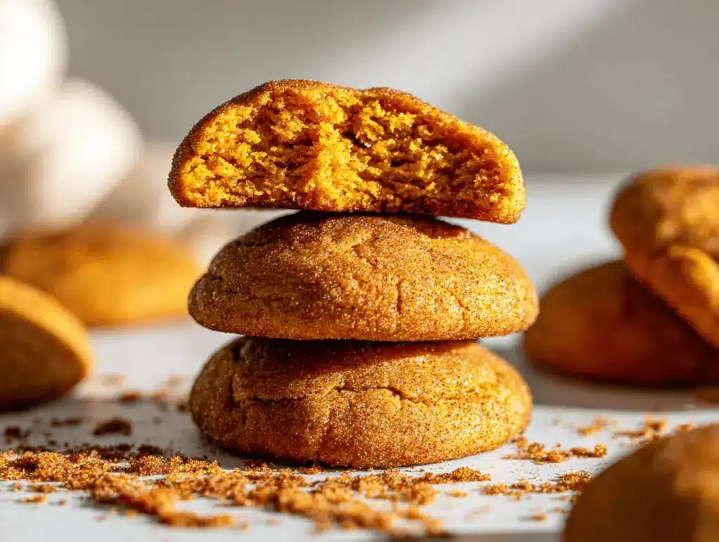 brown butter maple pumpkin snickerdoodle cookies - featured image