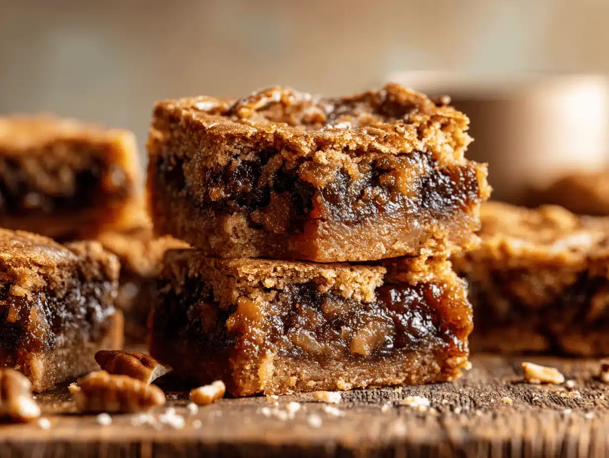 brown butter pecan date cookie bars - featured image