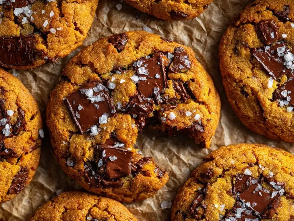 brown butter pumpkin chocolate chip cookies - featured image