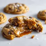brown butter salted caramel chocolate chip cookies - featured image