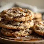 brown butter salted caramel chocolate chip cookies - featured image