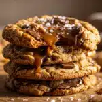 brown butter salted caramel chocolate chip cookies - featured image