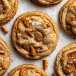 brown butter salted caramel pretzel cookies - featured image