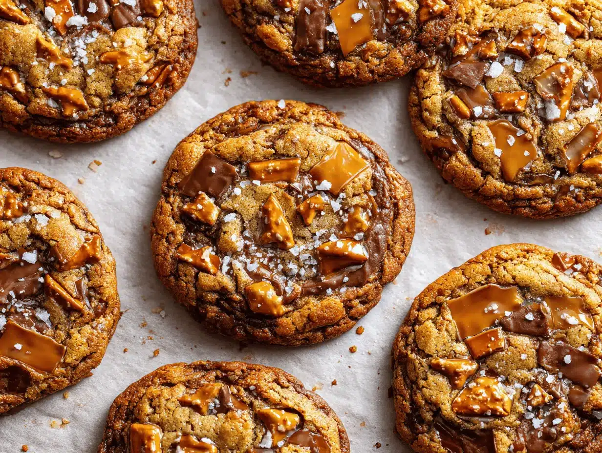 brown butter salted caramel pretzel cookies preparation steps
