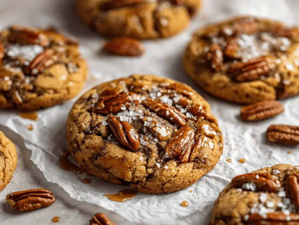 brown butter salted maple pecan cookies - featured image