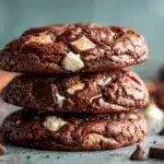 brownie mix triple chocolate chunk cookies - featured image