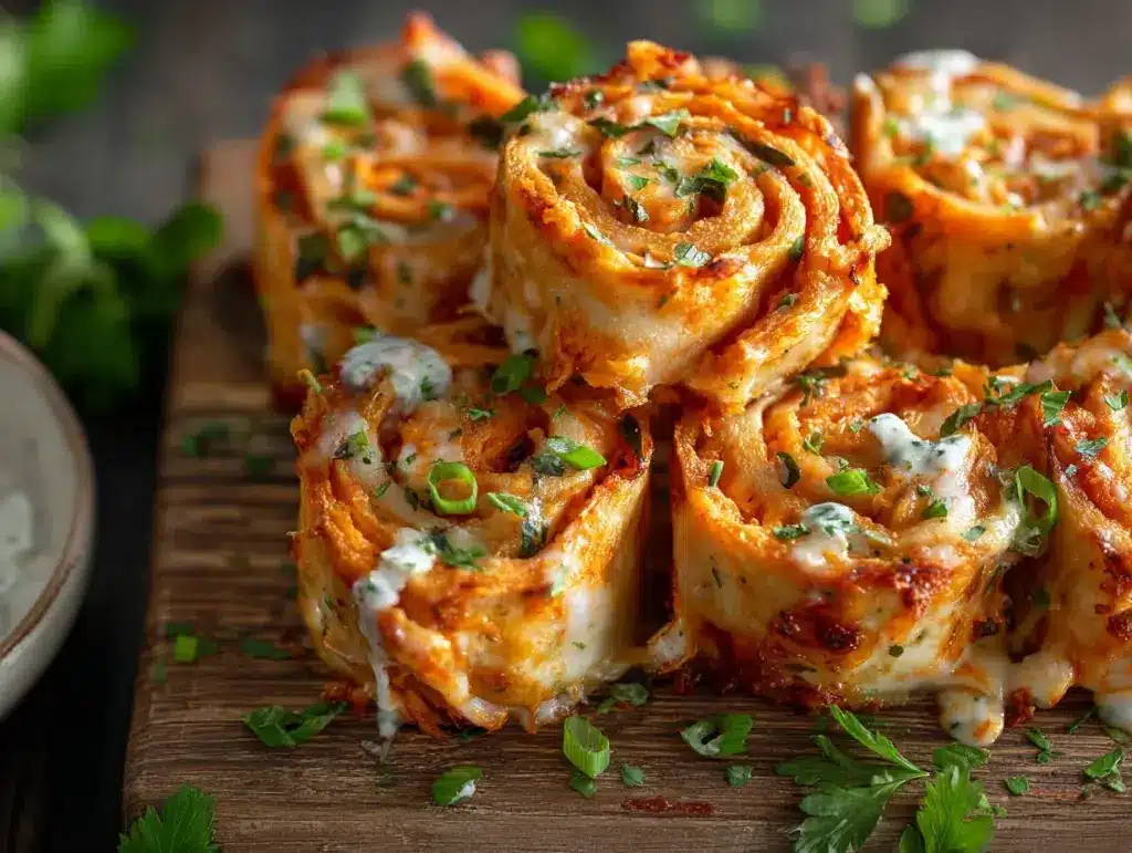 buffalo chicken tortilla pizza rolls - featured image