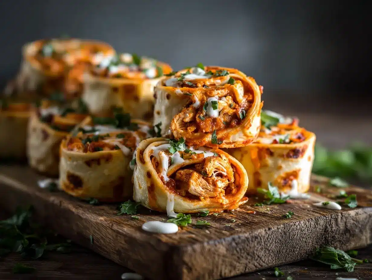 buffalo chicken tortilla pizza rolls preparation steps