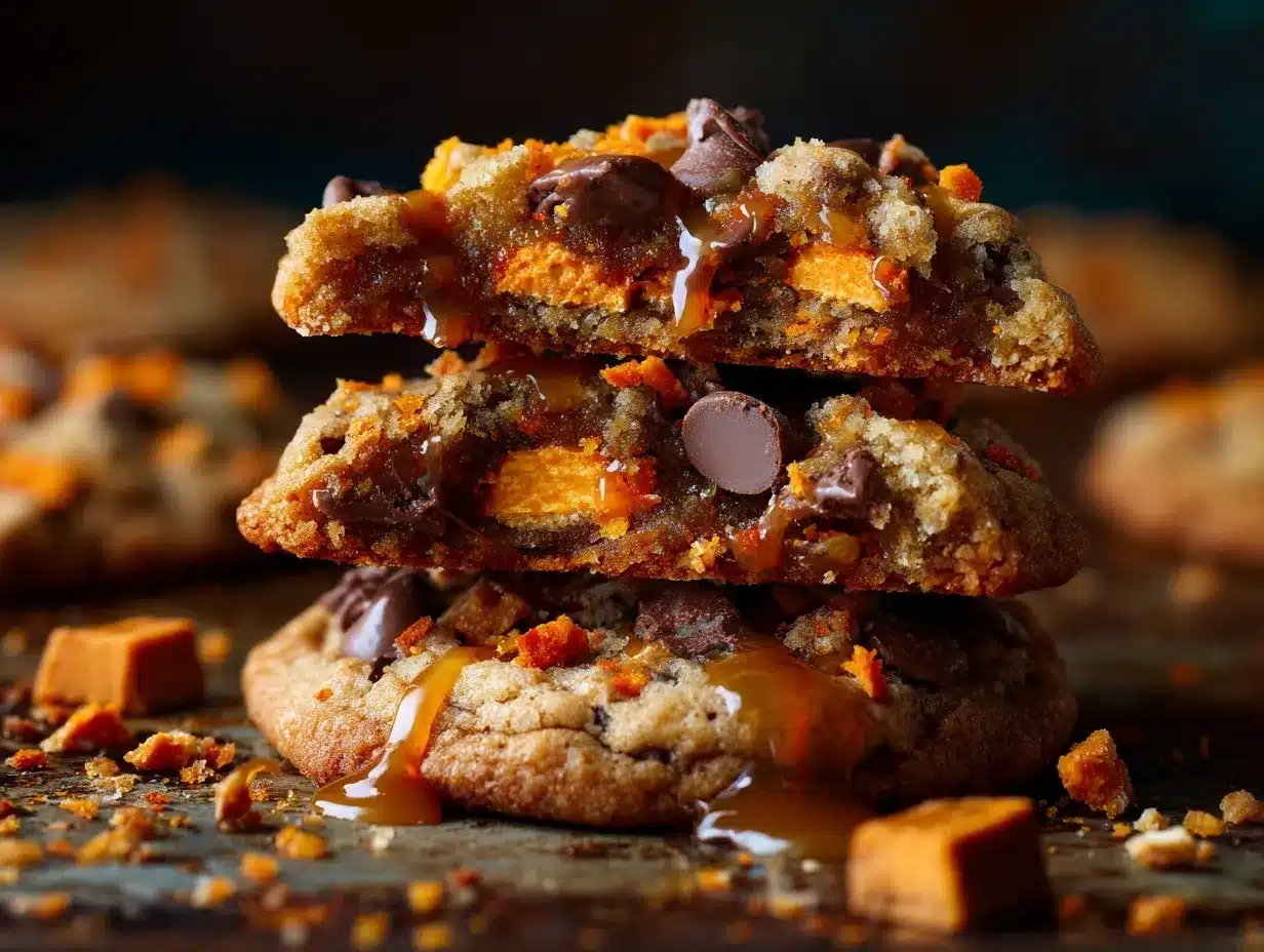 Butterfinger Caramel Crunch Cookies preparation steps