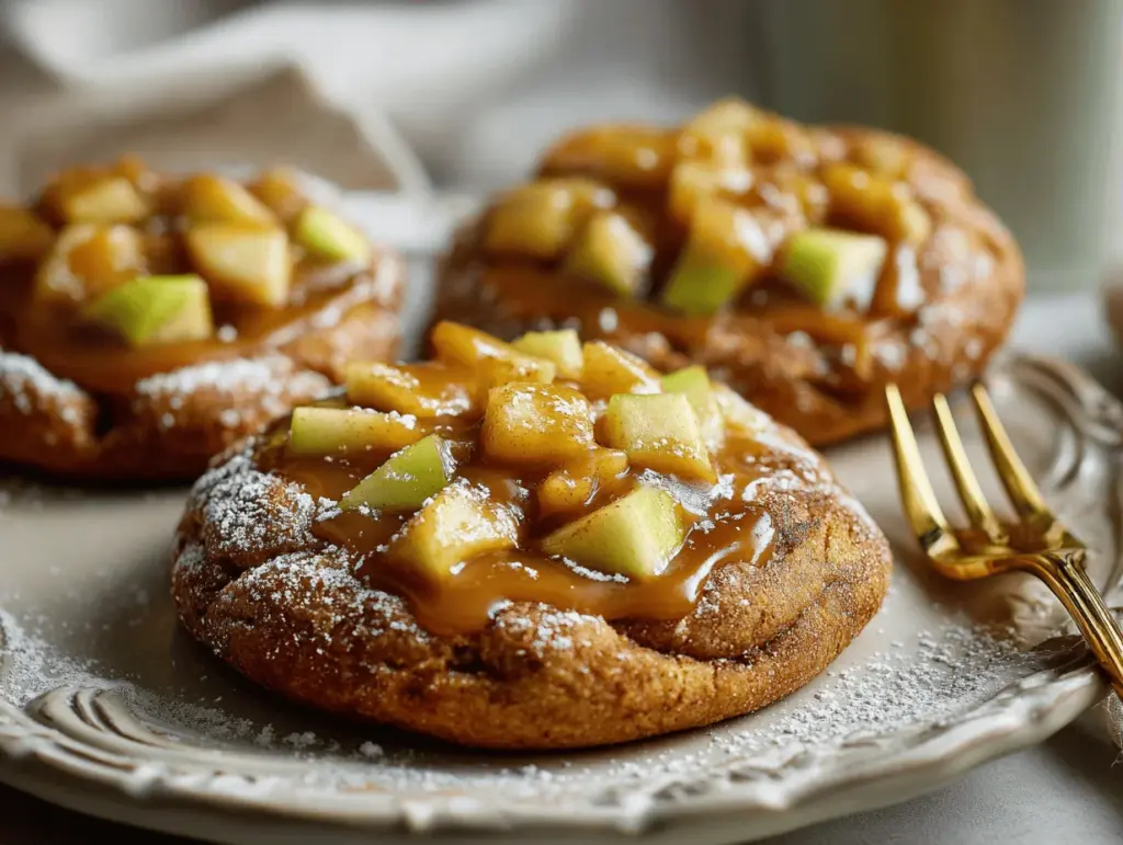 caramel apple cinnamon roll cookies - featured image