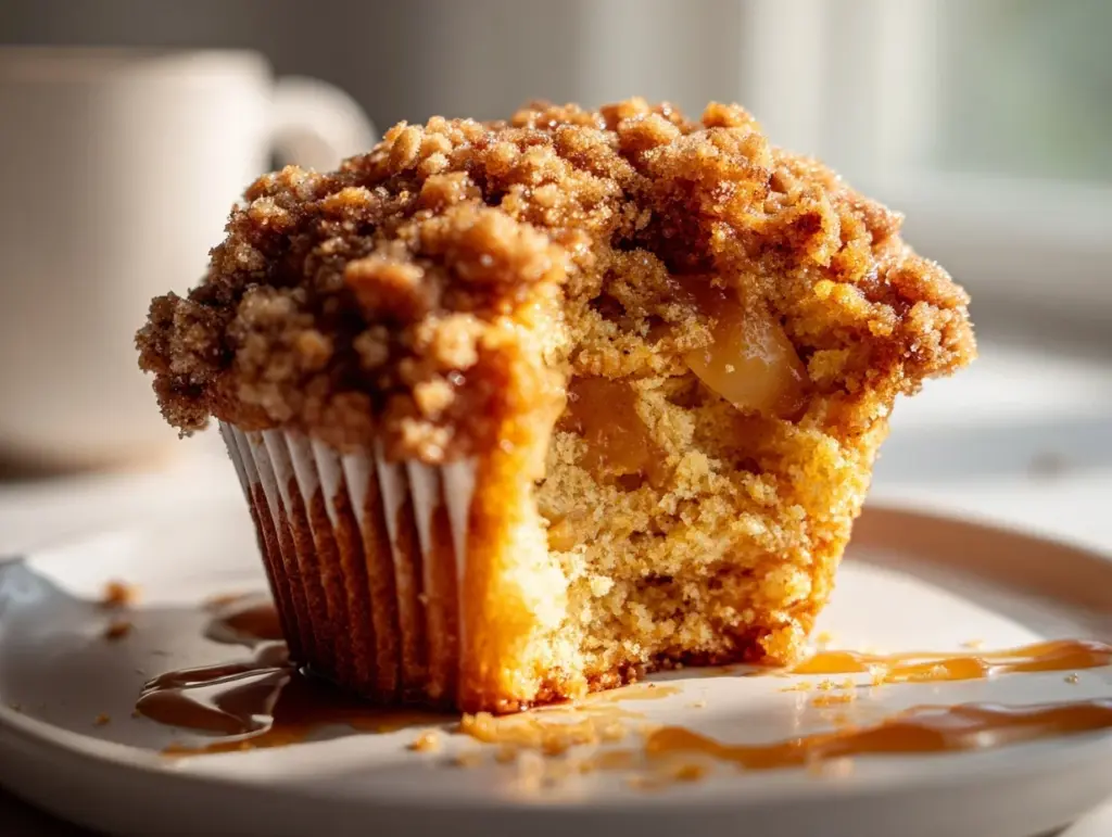 caramel apple cinnamon streusel muffins - featured image