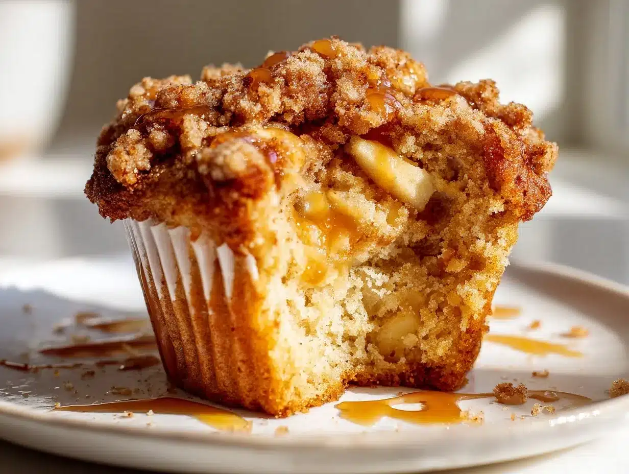 caramel apple cinnamon streusel muffins preparation steps