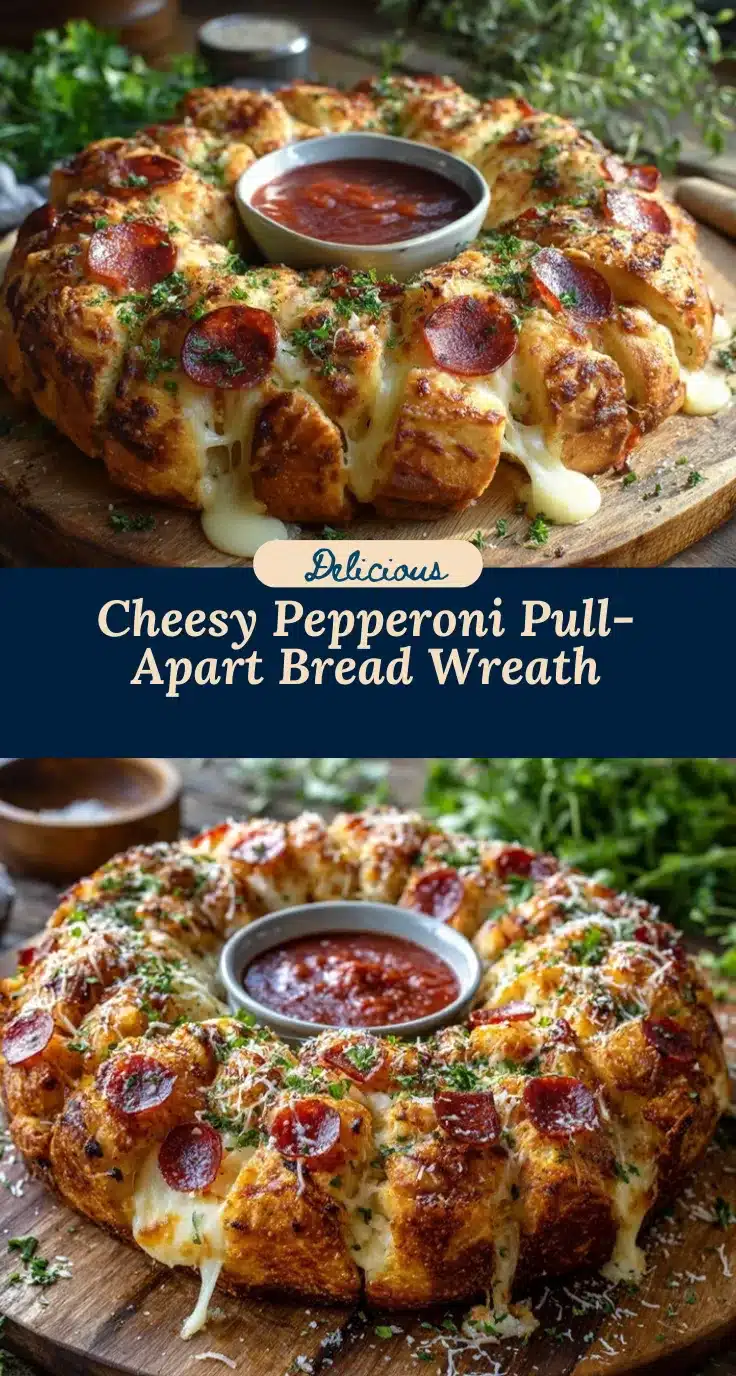 cheesy garlic pepperoni pull-apart bread wreath recipe