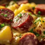 cheesy kielbasa potato crockpot dinner - featured image