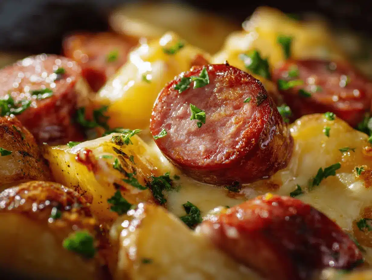 cheesy kielbasa potato crockpot dinner preparation steps