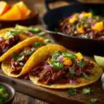 chipotle orange shredded beef tacos - featured image