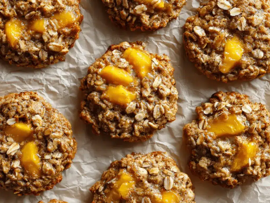 cinnamon maple peach oatmeal cookies - featured image