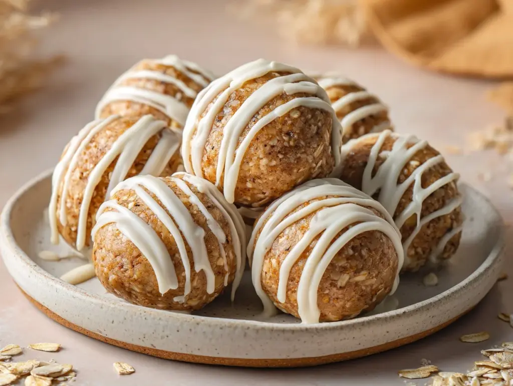 cinnamon roll cheesecake protein balls - featured image