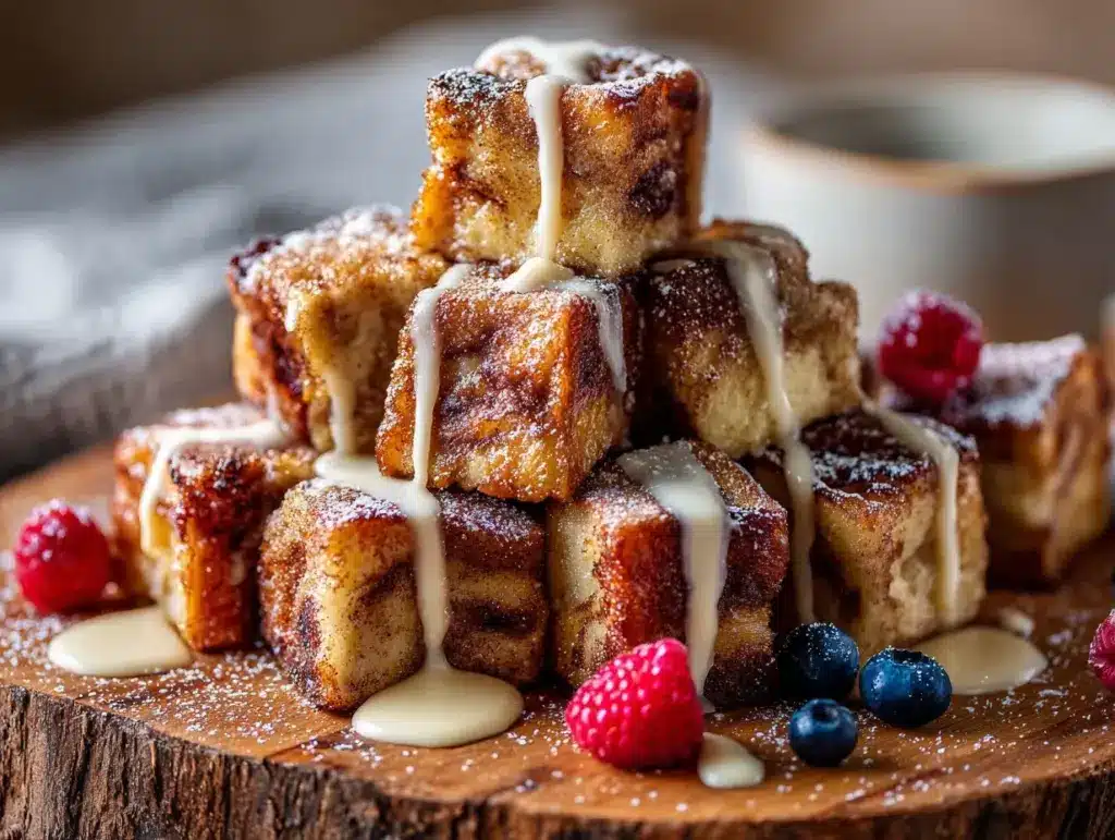 cinnamon roll French toast bites - featured image