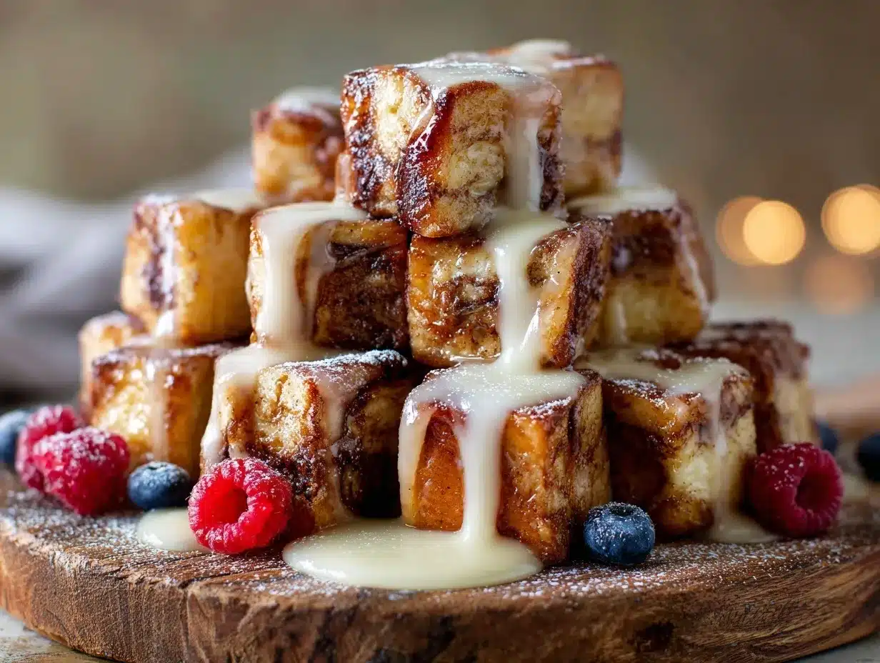 cinnamon roll French toast bites preparation steps