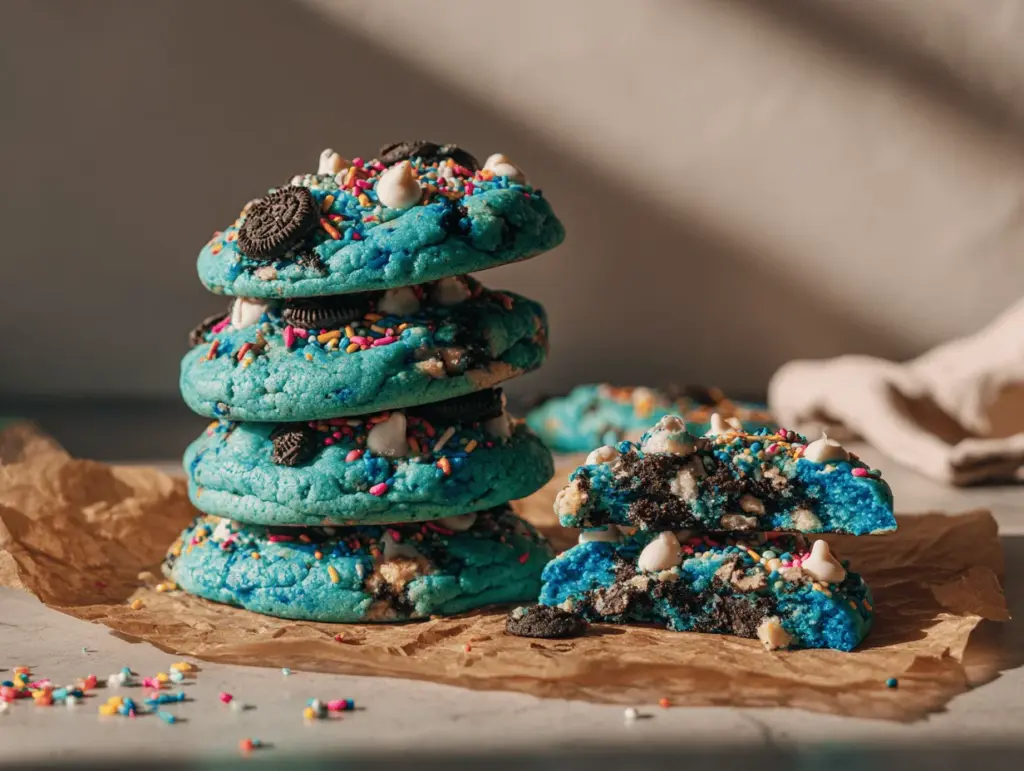 cosmic brownie cookie monster cookies - featured image