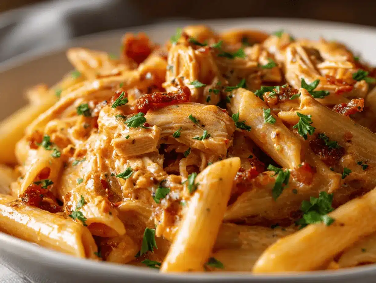 creamy crockpot chicken pasta preparation steps