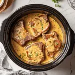 creamy crockpot pork chops - featured image