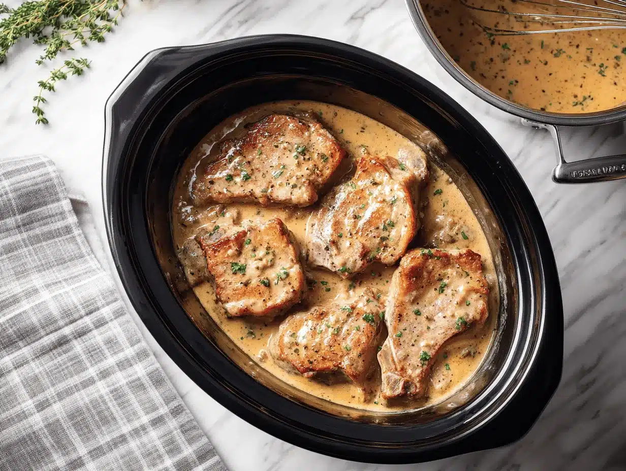creamy crockpot pork chops preparation steps