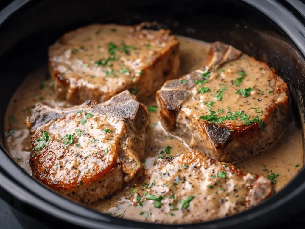 creamy garlic Parmesan pork chops - featured image