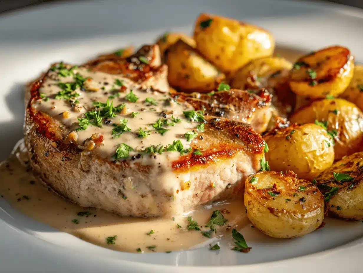 creamy garlic parmesan pork chops preparation steps