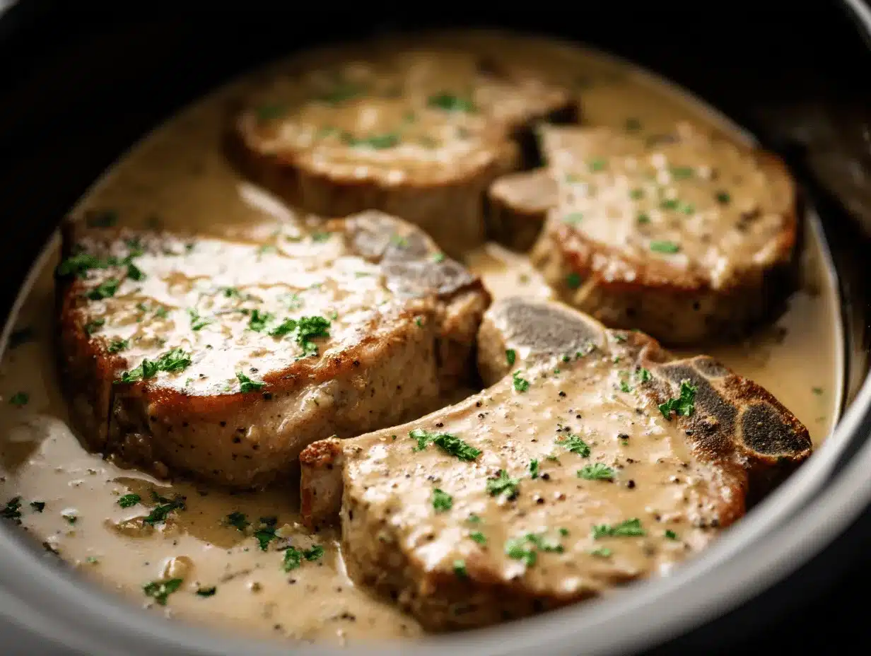 creamy garlic Parmesan pork chops preparation steps