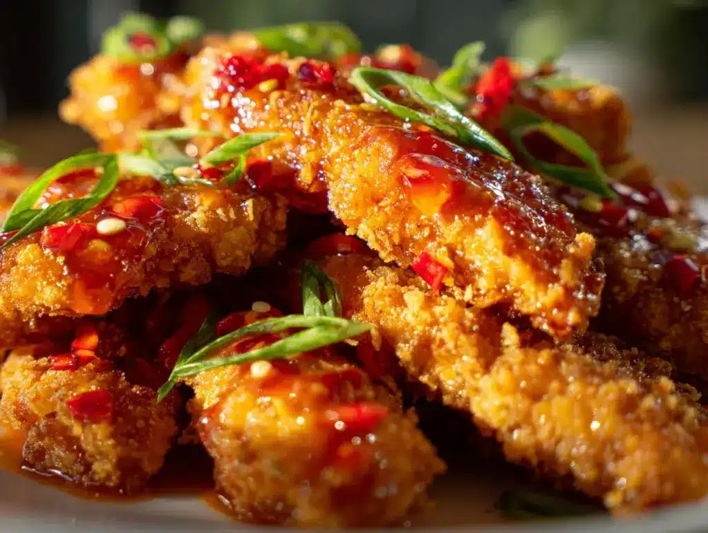 crispy sweet chili chicken tenders - featured image