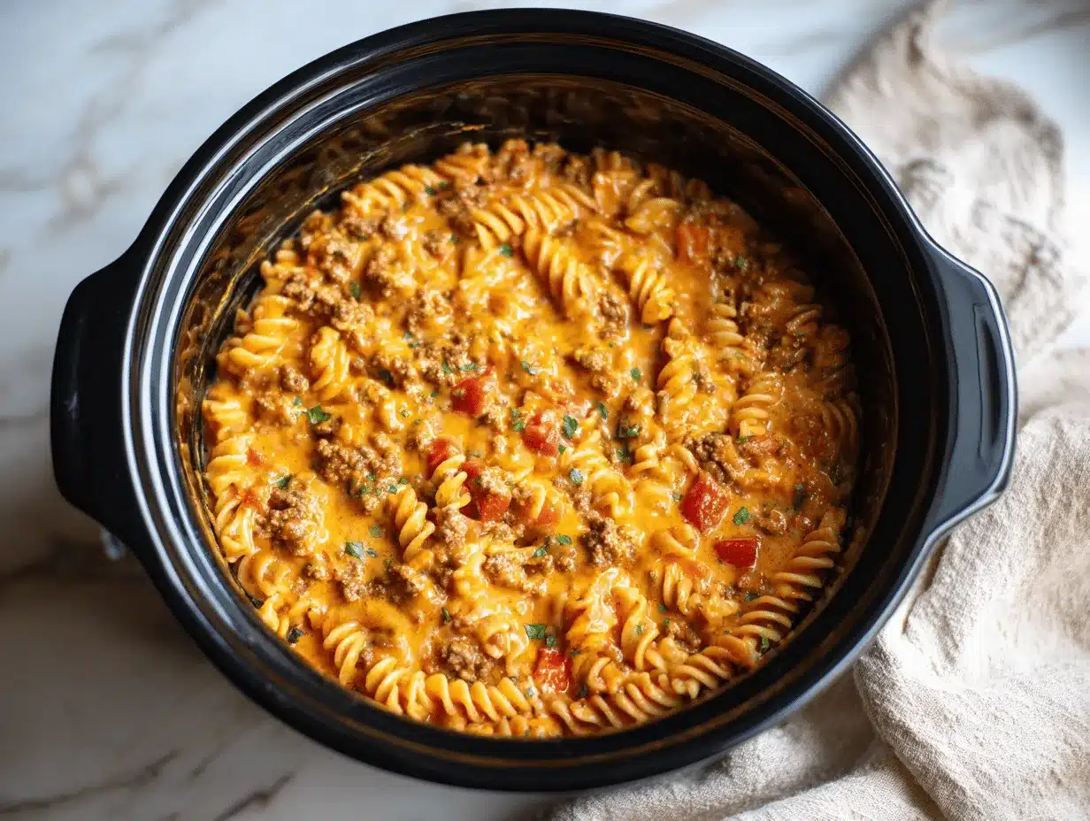 Crockpot Creamy Taco Mac and Cheese preparation steps