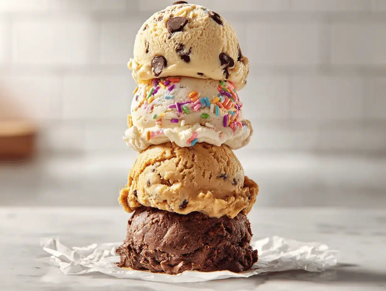 edible cookie dough sundae stack preparation steps