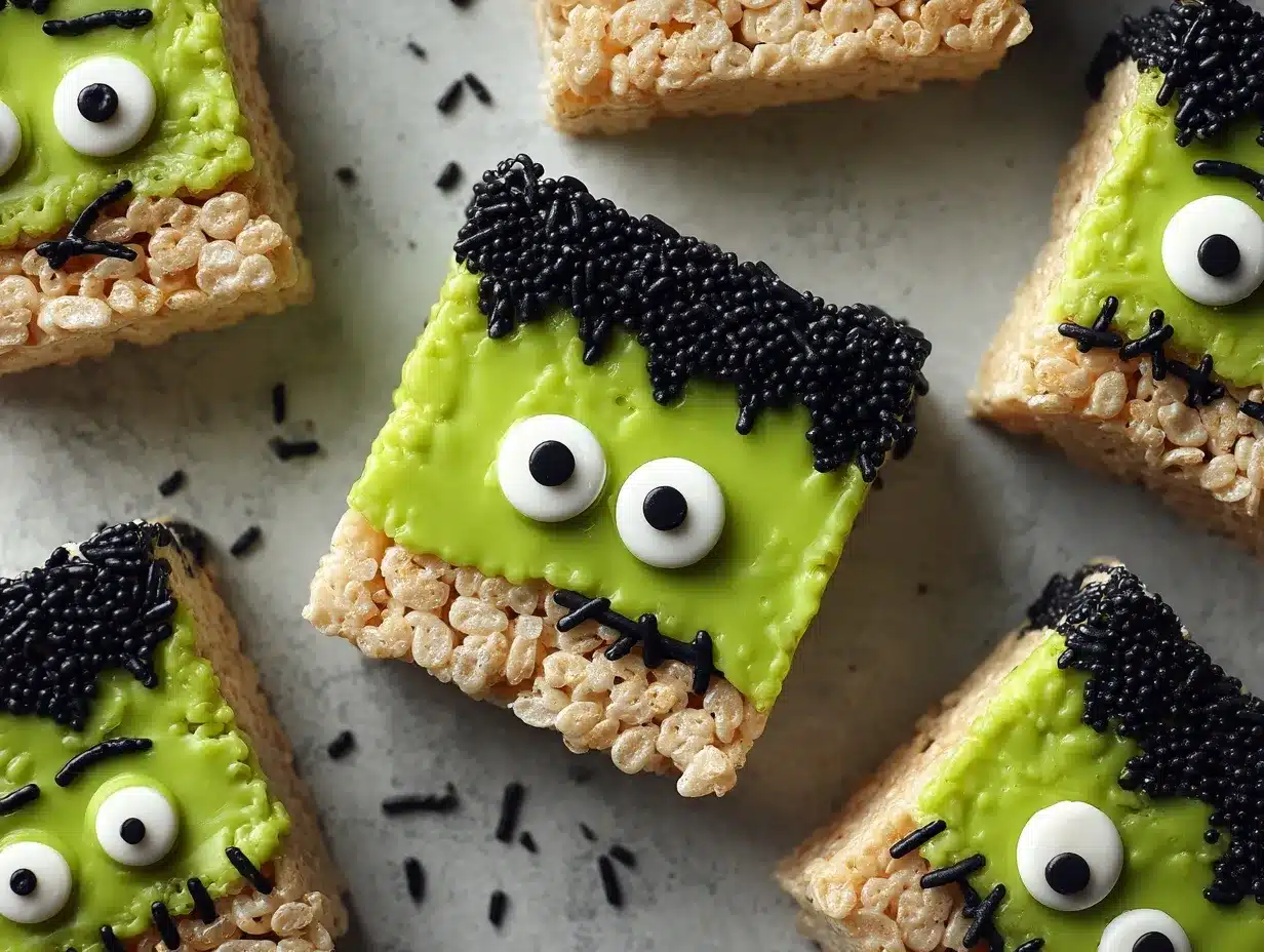 Frankenstein Rice Crispy Treats preparation steps