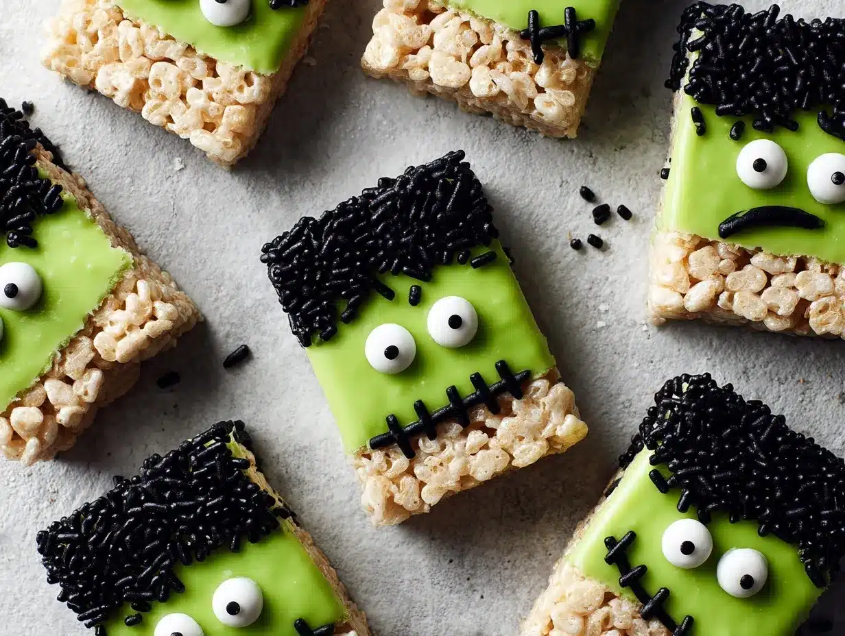 Frankenstein Rice Crispy Treats preparation steps