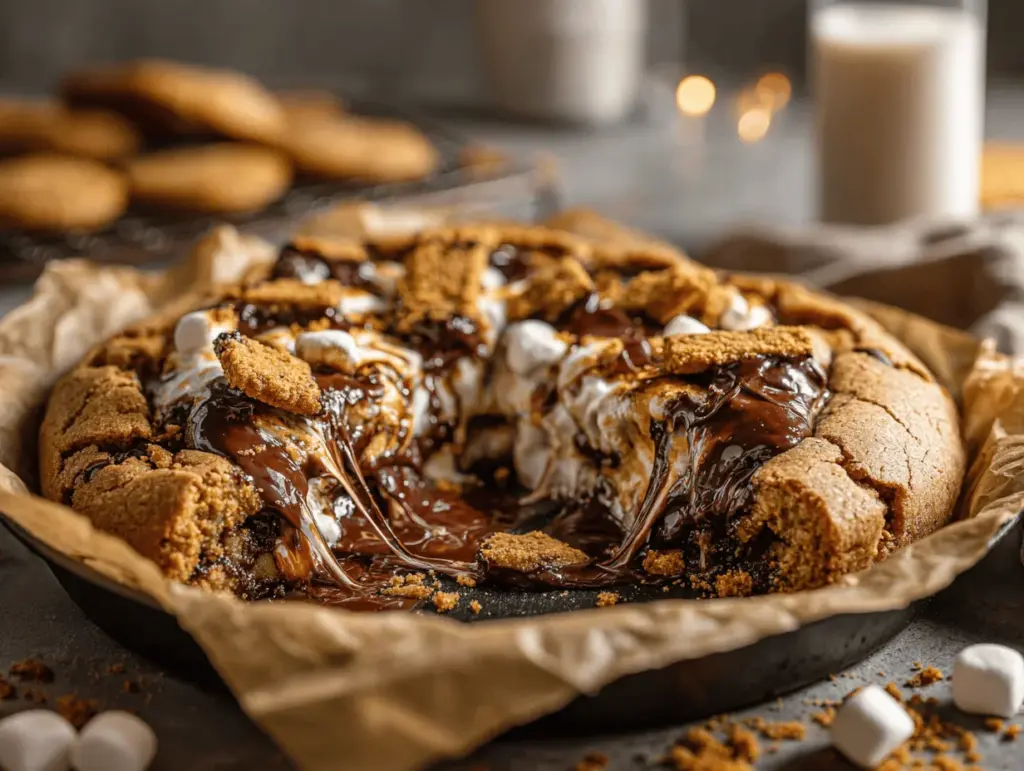 giant stuffed smores skillet cookie - featured image