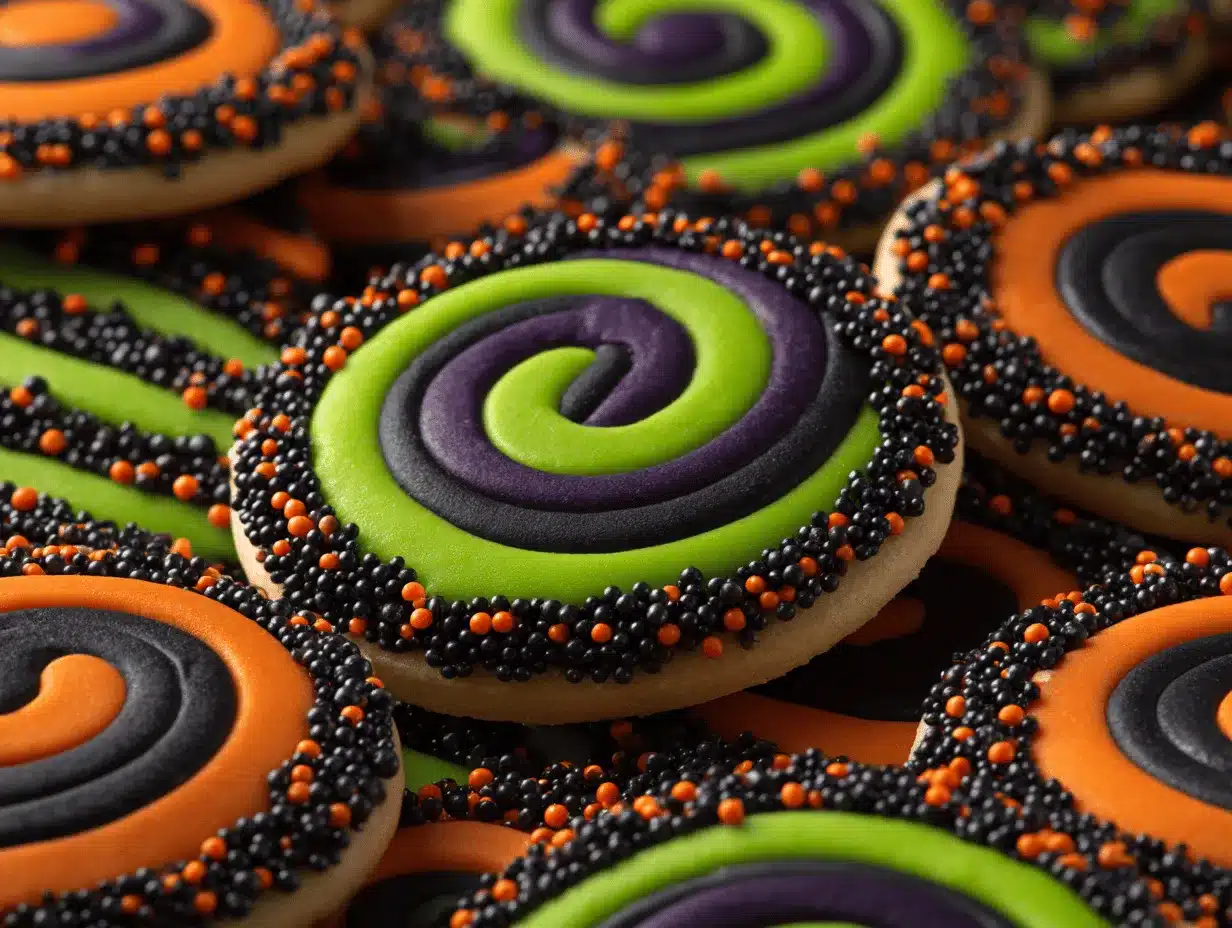 Halloween swirl sugar cookies preparation steps