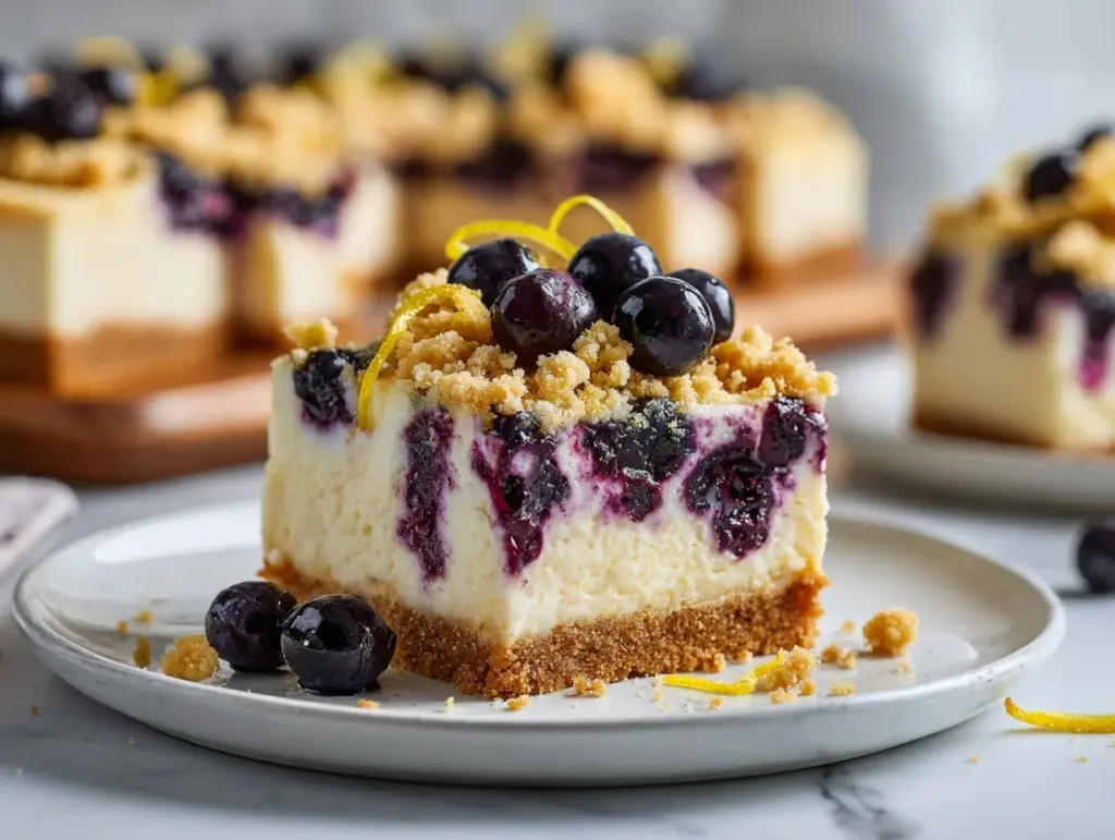 lemon blueberry cheesecake bars - featured image