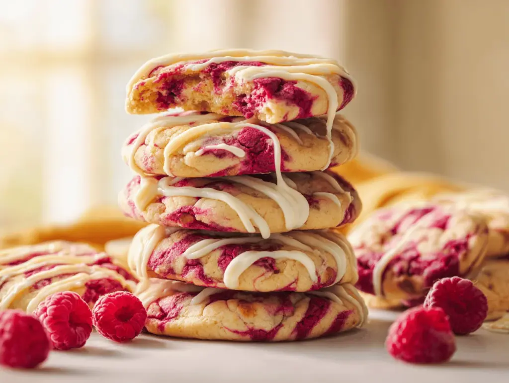 lemon raspberry cheesecake cookies - featured image