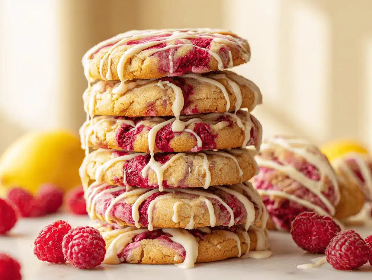 lemon raspberry cheesecake cookies preparation steps